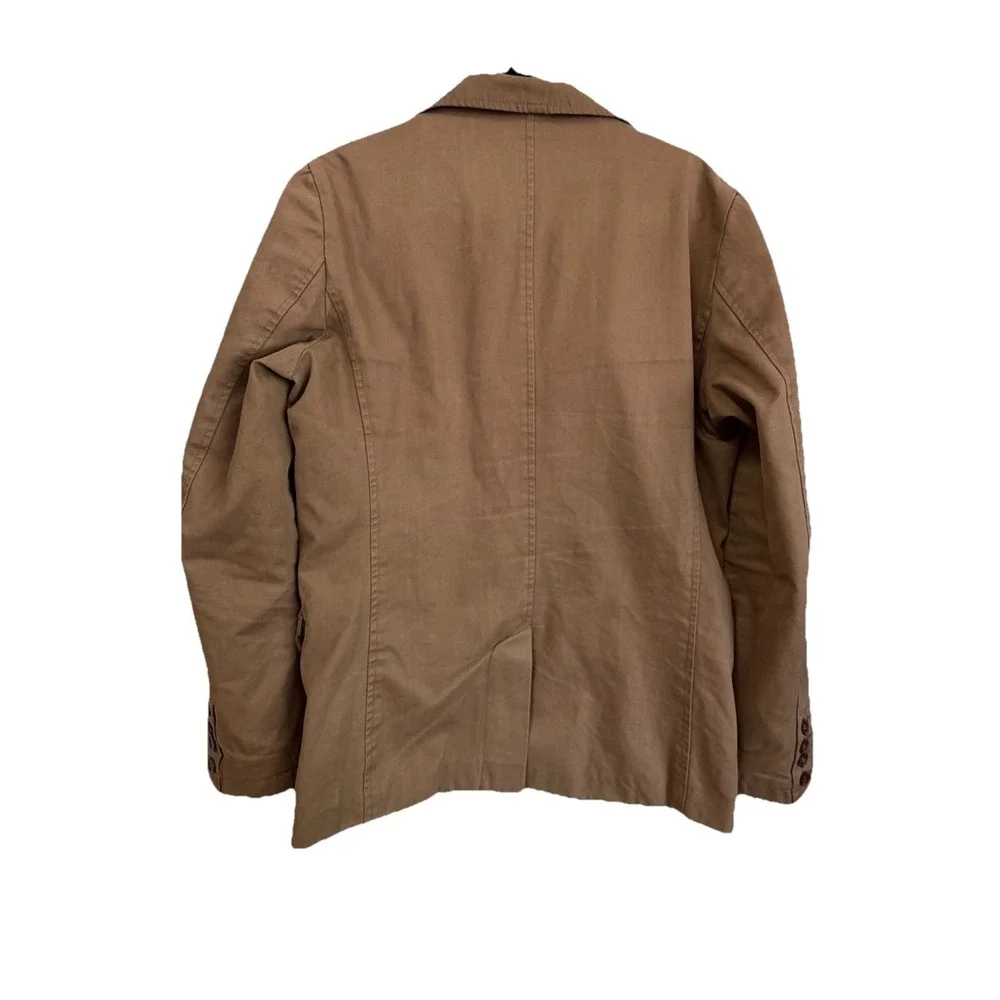 ZARA MAN Brown Cotton Twill Blazer L Single-Breasted Two-Button Notch Lapel